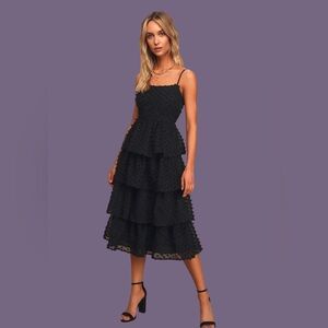 Stunning black tiered dress! NWOT!